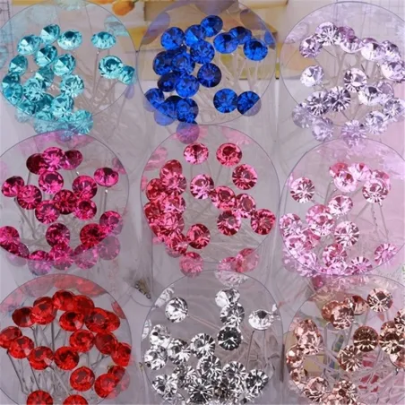 Silver hair pins - with crystals - 10 piecesHair clips
