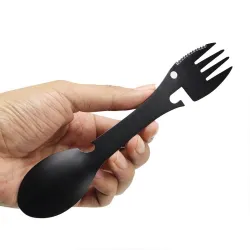 Multi-function stainless steel cutlery - spoon - fork - knife - bottle / can openerCutlery