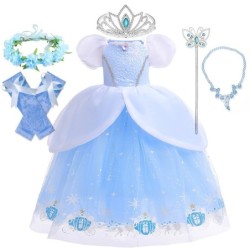 Prinses blauwe jurk - meisjeskostuumKostuums