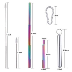 Stainless steel straw - with keychain / case / cleaning brush - collapsible - reusableBar supply