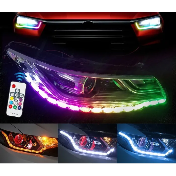 RGB light - car DRL lights - colorful LED strip - waterproof - 2 piecesLED strips