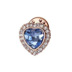 Hartvormige speld - met blauw kristalBroches