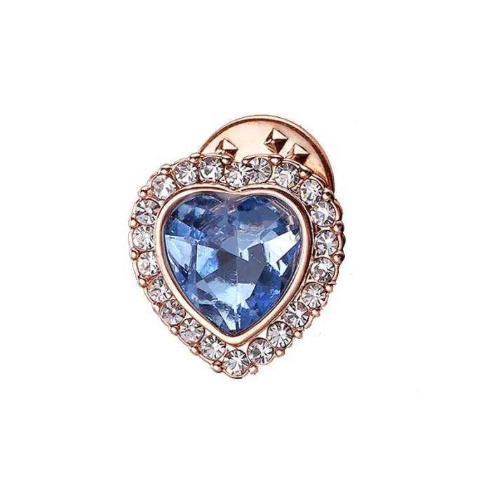 Hartvormige speld - met blauw kristalBroches