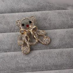 Crystal Christmas teddy bear - broochBrooches