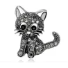Zwarte kristallen kat - brocheBroches
