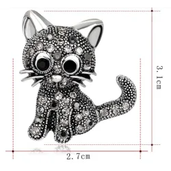 Black crystal cat - broochBrooches