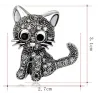 Zwarte kristallen kat - brocheBroches