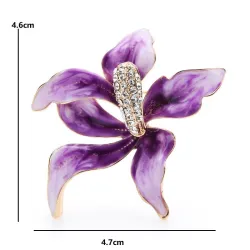 Purple orchid flower with crystals - broochBrooches