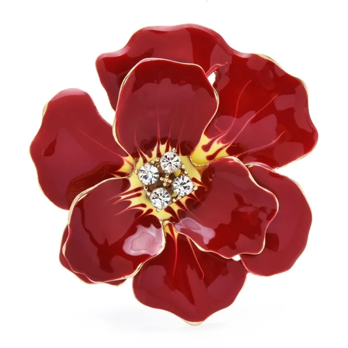 Grote emaille bloem met kristallen - elegante brocheBroches