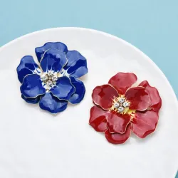Grote emaille bloem met kristallen - elegante brocheBroches