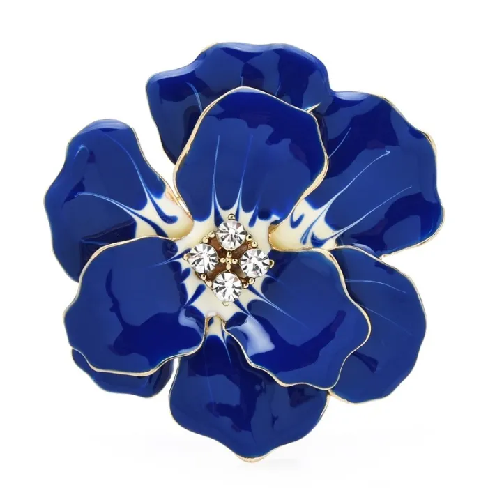 Grote emaille bloem met kristallen - elegante brocheBroches