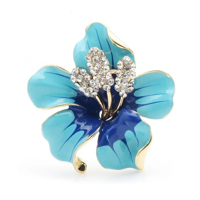 Grote bloem met kristallen - elegante broche - met kettinggatBroches
