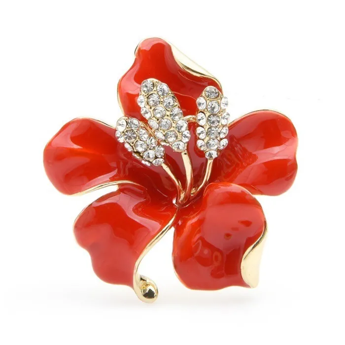 Grote bloem met kristallen - elegante broche - met kettinggatBroches