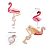Rode flamingo met parel - brocheBroches