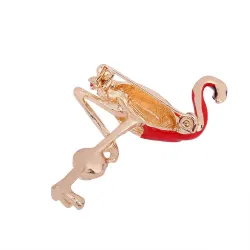 Rode flamingo met parel - brocheBroches