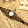 Vintage meerlaagse lederen armband - met Quartz horloge / kralenHorloges