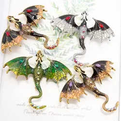 Kristallen draak - vintage brocheBroches