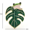 Frog and the leaf - enamel broochBrooches
