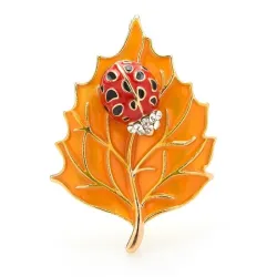 Broche met kever en bladBroches