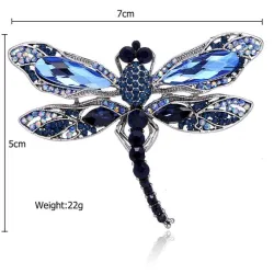 Blauwe kristallen libelle - brocheBroches