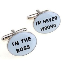 "I'm the boss" / I'm never wrong" - zilveren manchetknopenManchetknopen