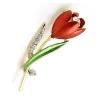 Rode tulp met kristallen - brocheBroches
