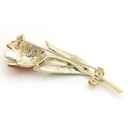 Rode tulp met kristallen - brocheBroches