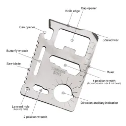 11 in 1 multifunctioneel survivalmes - creditcardvormSurvival gereedschap