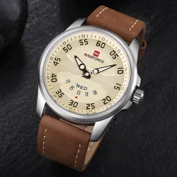 NAVIFORCE - klassiek sporthorloge - quartz - lederen band - waterdichtHorloges