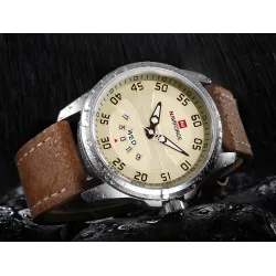 NAVIFORCE - klassiek sporthorloge - quartz - lederen band - waterdichtHorloges