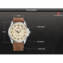 NAVIFORCE - klassiek sporthorloge - quartz - lederen band - waterdichtHorloges