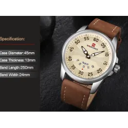 NAVIFORCE - klassiek sporthorloge - quartz - lederen band - waterdichtHorloges