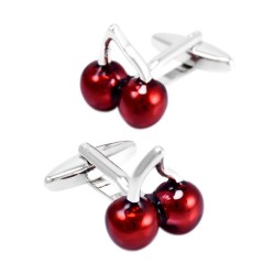 Double red cherries - silver cufflinksCufflinks