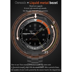 PAGANI - automatisch edelstalen horloge - mesh band - waterdicht - oranjeHorloges