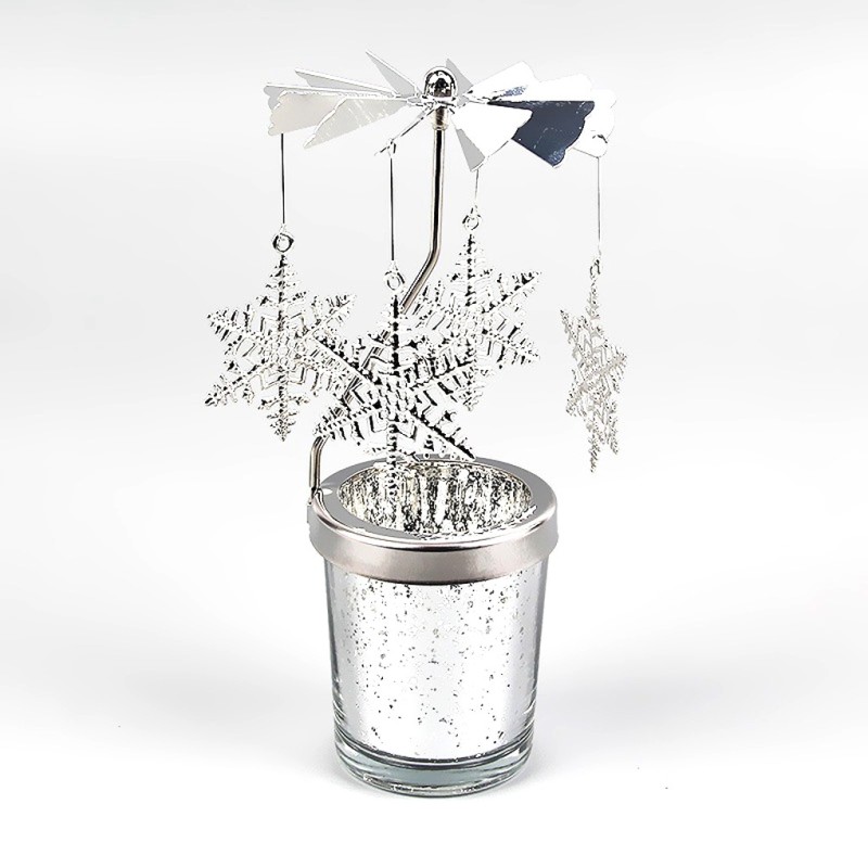 Decoratieve kandelaar - draaibaar - herten - sneeuwvlokken - bloemen - zilverKaarsen & Houders