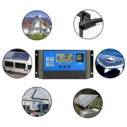 Auto zonnepaneel laadregelaar - PWM controller - LCD display - dubbele USB - 12V - 24VZonnepaneel controllers