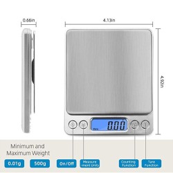 Precisie keukenweegschaal - digitaal - RVS - 0.01g x 500gWeegschalen