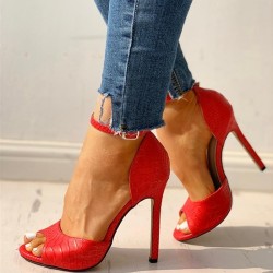 Sexy high heel sandals - ankle strap - snakeskin patternSandals