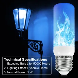 LED flame lamp - fire effect bulb - 3 modes - 5W - E27 - E12 - E14 - B22E14
