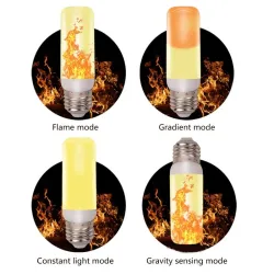 LED-lamp met vuureffect - flikkerende vlam - 4 standen - 3W - E27E27