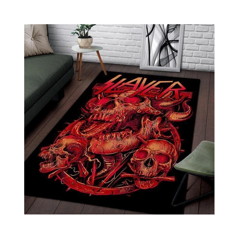 Decorative geometric carpet - non slip - red skullsCarpets
