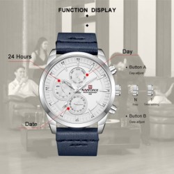 NAVIFORCE - fashionable Quartz watch - leather strap - waterproof - gold / whiteWatches