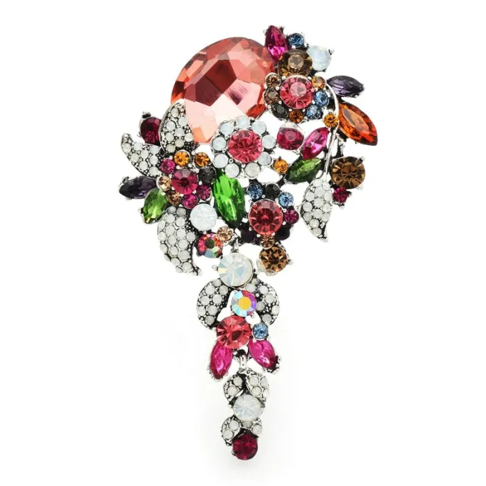 Elegante broche met kristallen bloemenBroches
