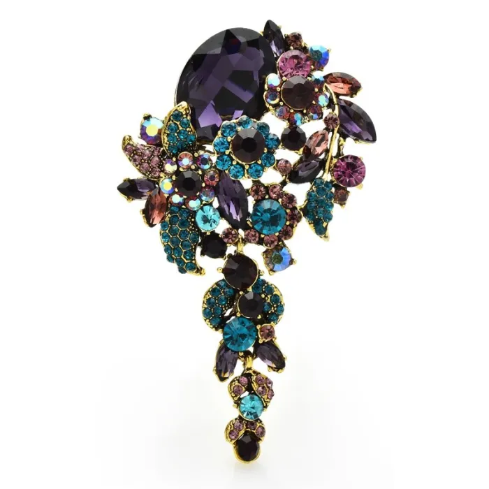 Elegante broche met kristallen bloemenBroches