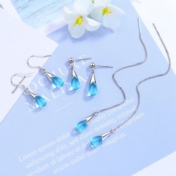 Blue glass water drops - sterling silver earringsEarrings