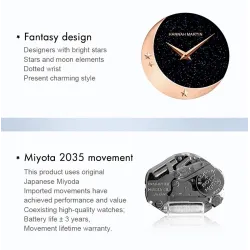 Elegant quartz horloge - edelstalen mesh band - maan / sterrenHorloges