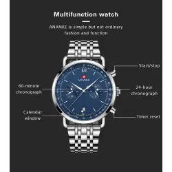 ANANKE - klassiek quartz horloge - waterdicht - roestvrij staalHorloges