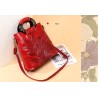 Elegant leather shoulder bag - printed flowersHandbags