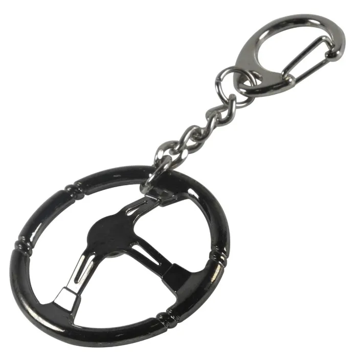 Metalen sleutelhanger met stuurwielSleutelhangers