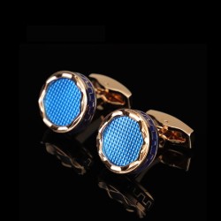 Luxury round gold / blue cufflinksCufflinks